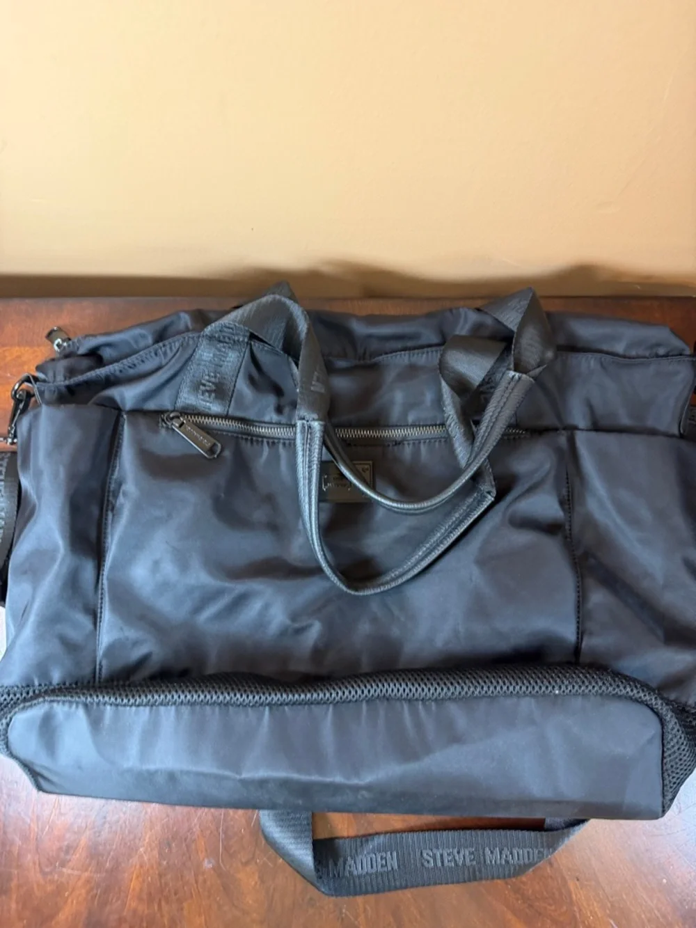 Steve Madden Black Nylon Duffel‎ with Branded Straps